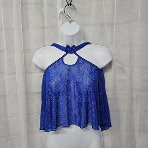 Exposed Tank Blue Crop Whimsigoth Sheer Fairy Mesh 1X-3X